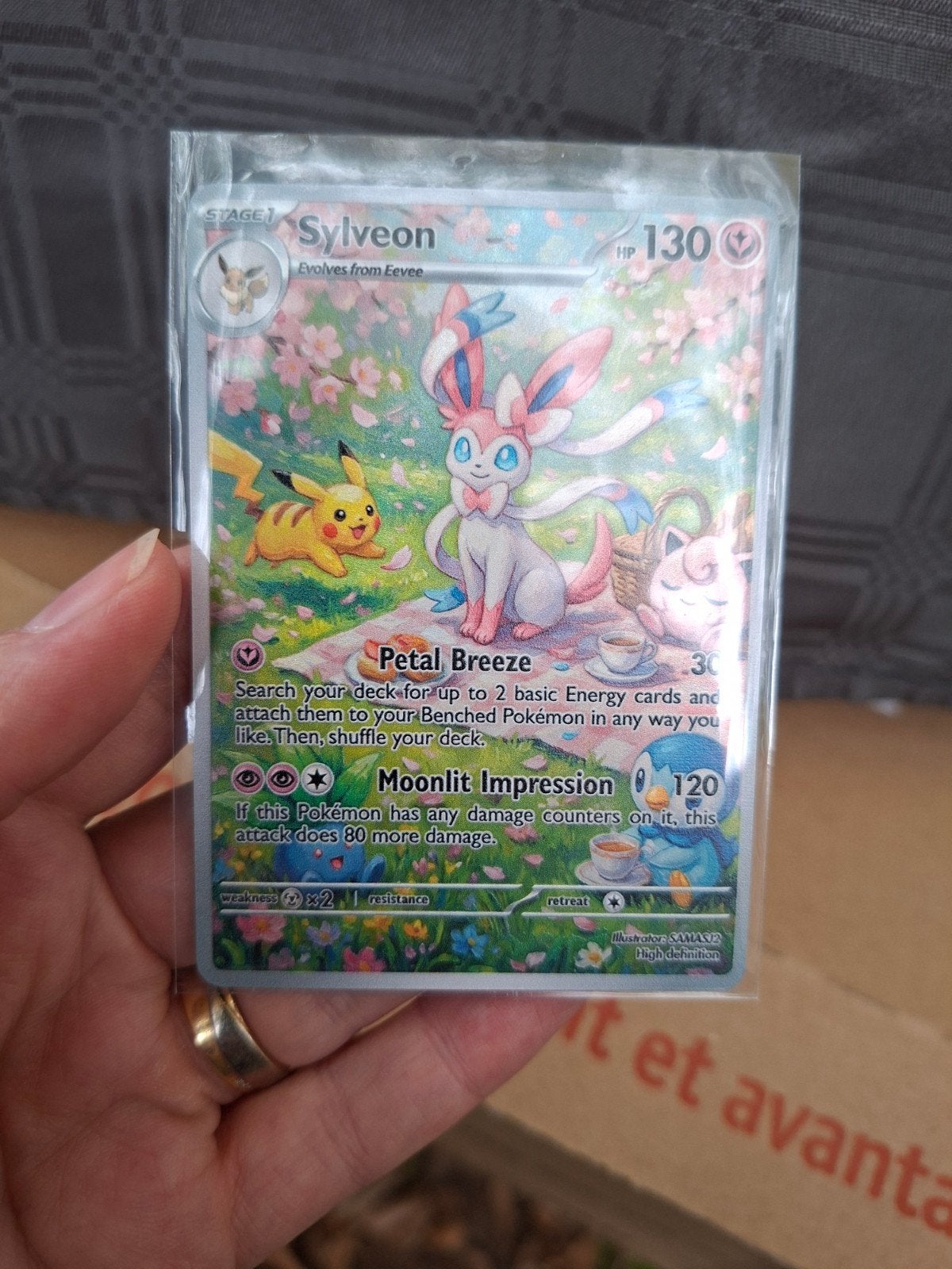 Sylveon Pokémon kaart - Fan art!!, Ophalen of Verzenden, Zo goed als nieuw, Losse kaart