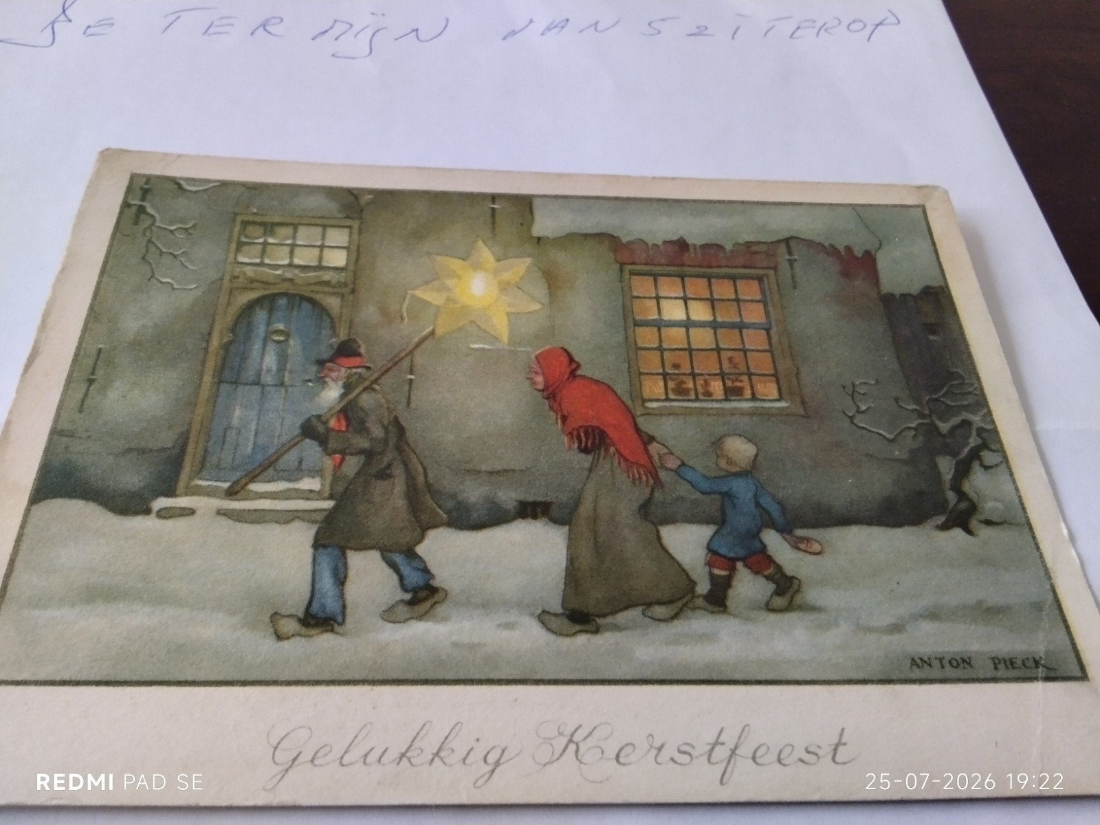 Anton Pieck Kerstkaart 'Gelukkig Kerstfeest', Ophalen of Verzenden, Voor 1920
