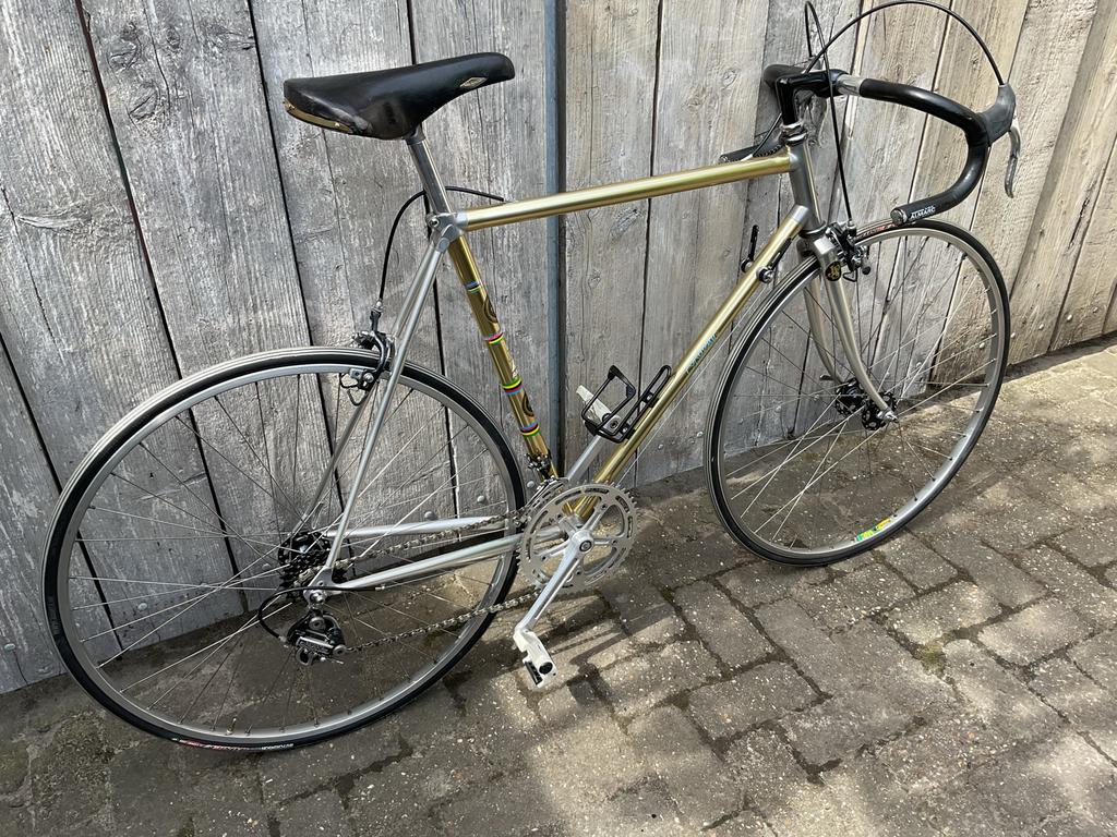 Vintage Raleigh racefiets - Goudkleurig, Fietsen en Brommers, Overige merken, Gebruikt, Velgrem, Ophalen of Verzenden