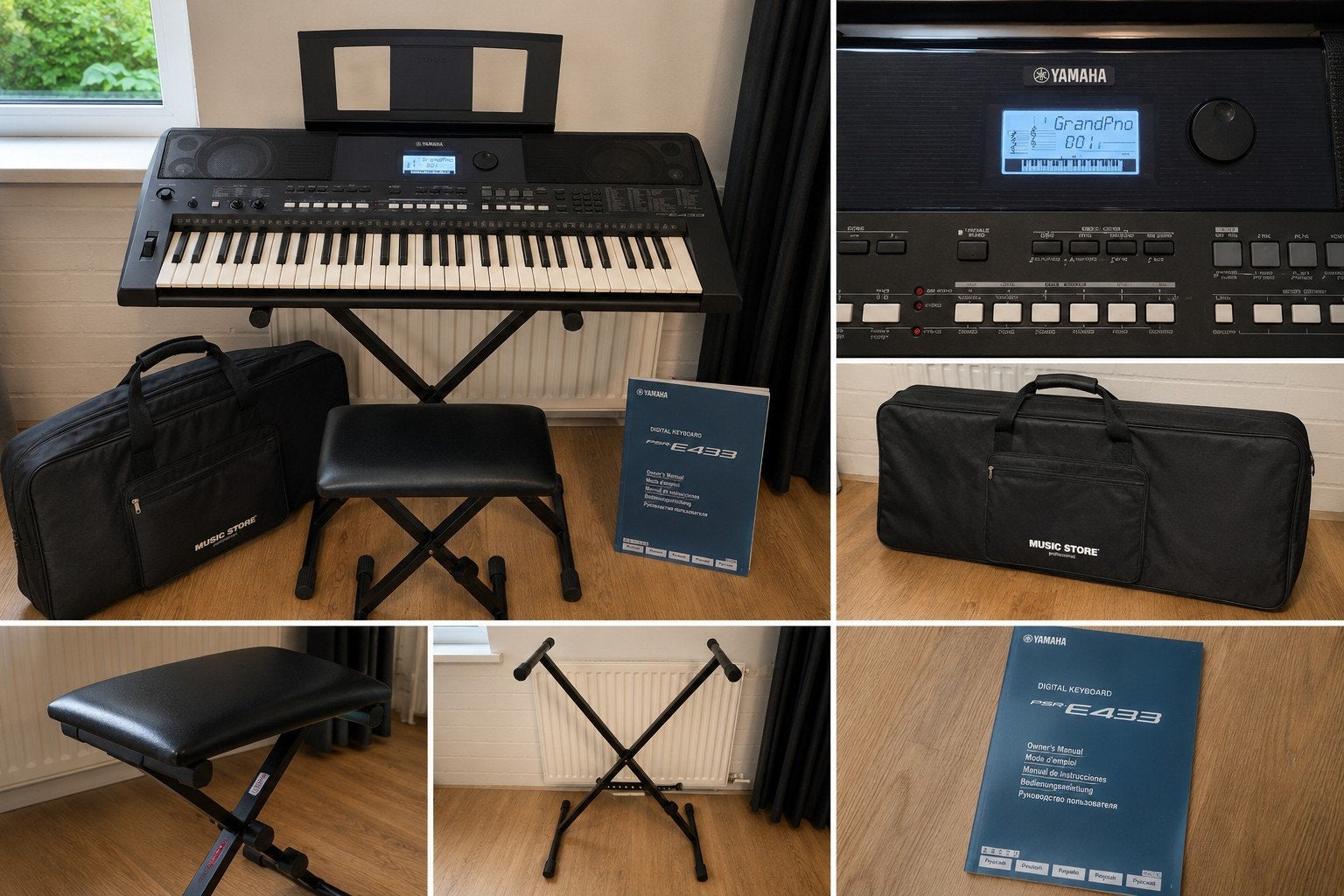 Yamaha PSR-E433 keyboard compleet – Tas, standaard & bankje, Muziek en Instrumenten, Keyboards, Ophalen, 61 toetsen, Yamaha, Zo goed als nieuw