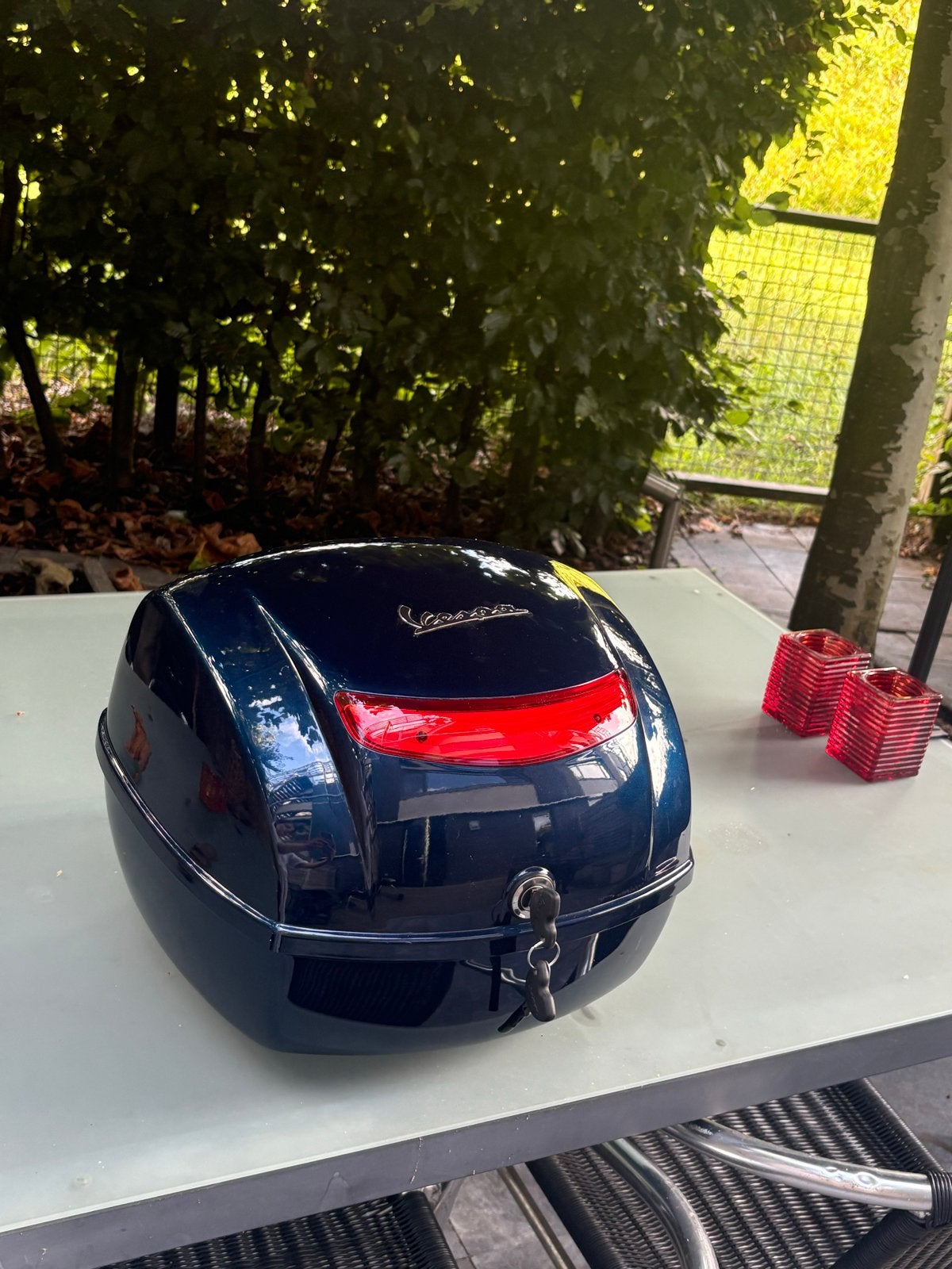 Vespa Topkoffer Blauw - Zo goed als nieuw, Ophalen, Zo goed als nieuw, Overige typen, Vespa