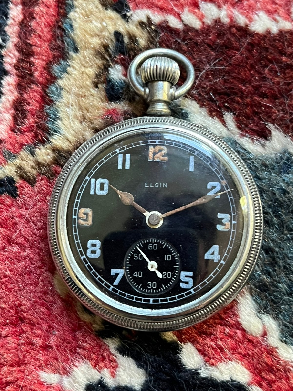 Antiek Elgin zakhorloge uit WW2, 1943 met gravure, Overige merken, Overige materialen, Zakhorloge, 1930 tot 1960