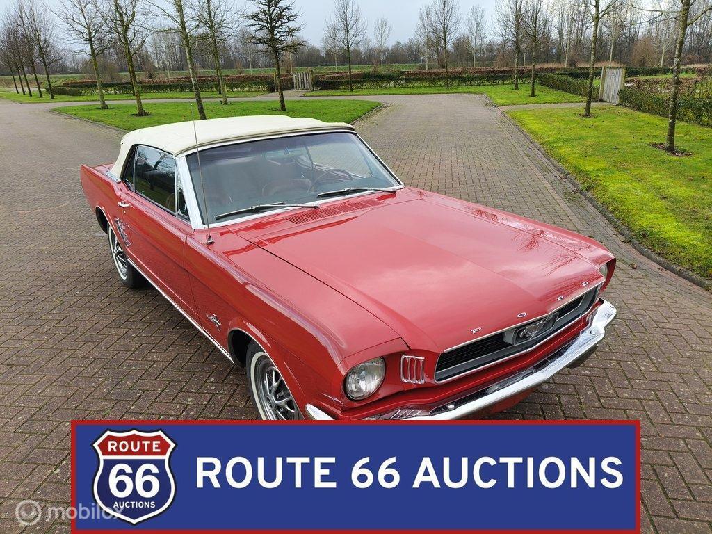 Ford Mustang Cabriolet | 1966 | Route 66 Auctions, Auto's, Overige carrosserieën, Zwart, Bedrijf, Handgeschakeld