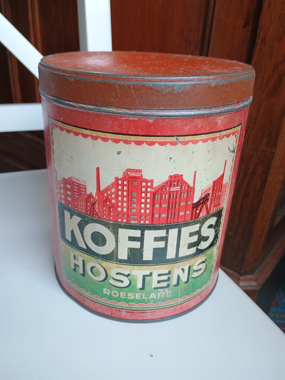 Oud koffie blik - Hosten's Roeselare, Ophalen of Verzenden, Gebruikt, Koffie