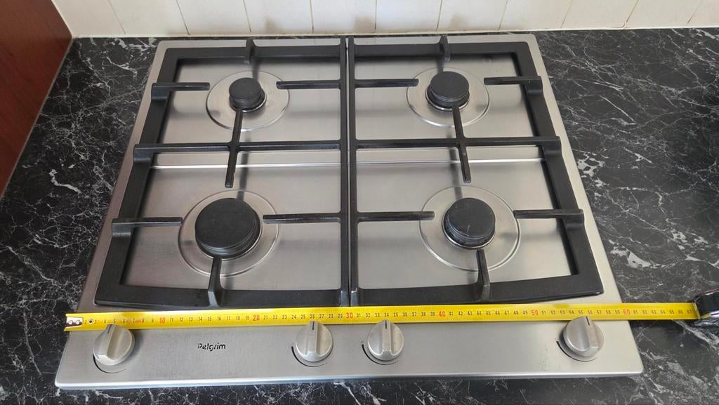 Pelgrim Gasfornuis 4-pits RVS, Ophalen, Gebruikt, 4 kookzones, Inbouw