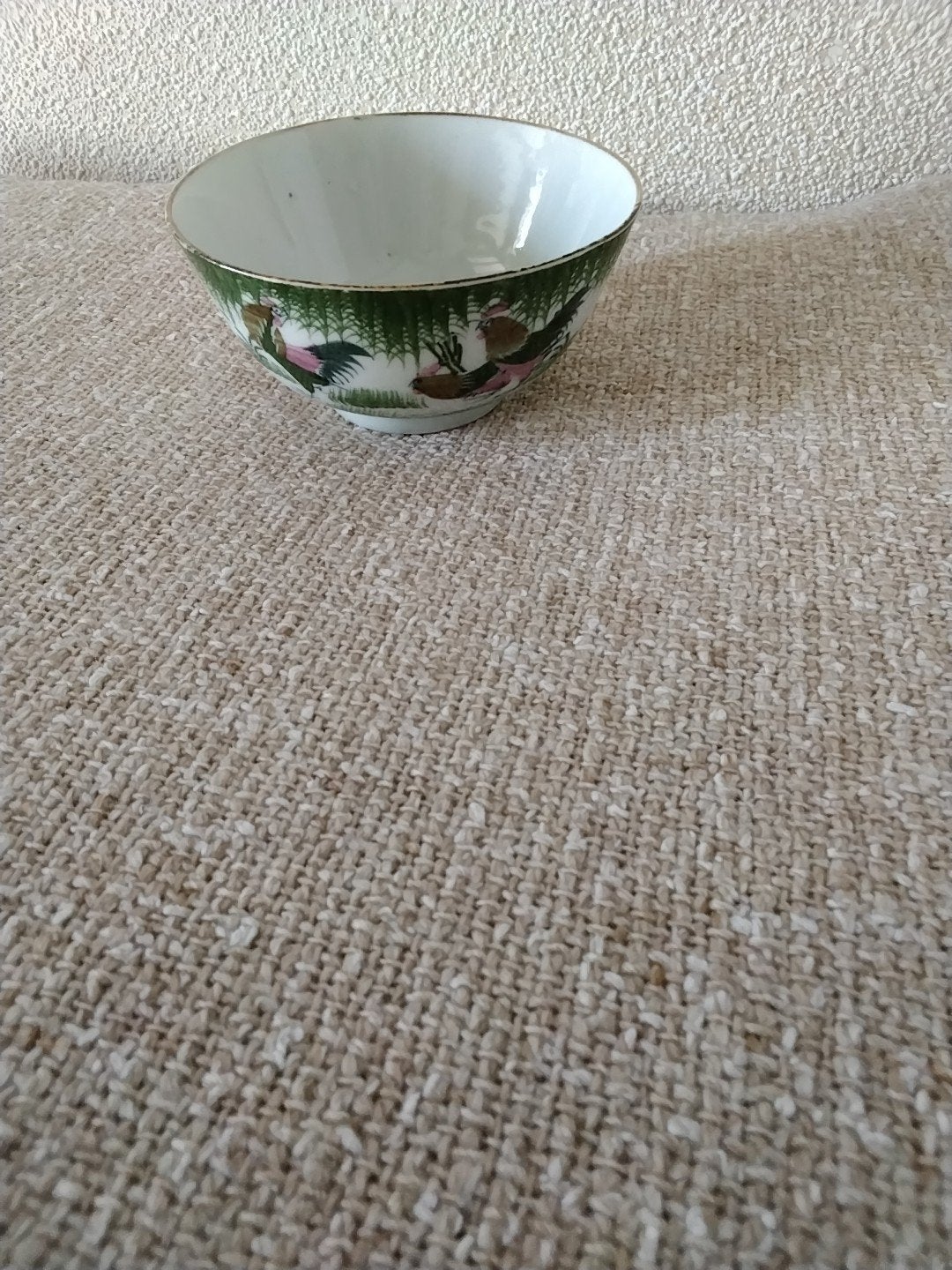 Porseleinen Rijstkom met Haan en Kippen - 13 cm doorsnee, Ophalen of Verzenden