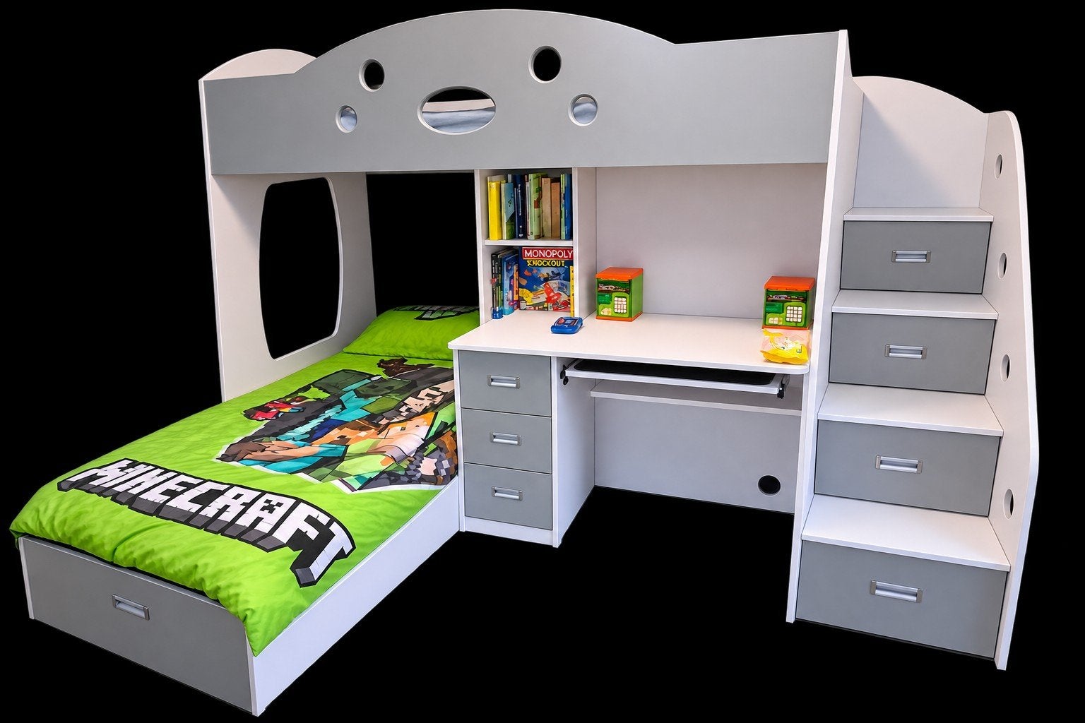 2 persoons stapelbed met bureau en kast, Ophalen of Verzenden, Zo goed als nieuw, Stapelbed