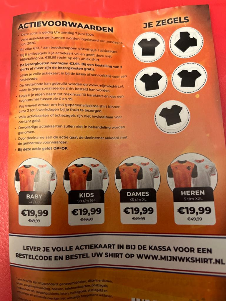 Jumbo WK zegels - volle spaarkaart voor uniek shirt, Verzamelen, Jumbo, Ophalen of Verzenden