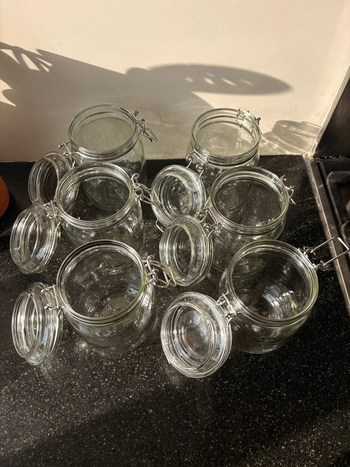 6 glazen voorraadpotten Ikea Korken met beugelsluiting, Ophalen, Glas, IKEA, Zo goed als nieuw