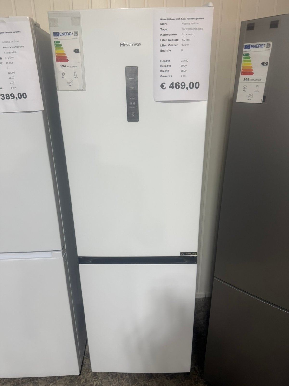 Hisense koelvriescombinatie nieuw no frost kleur wit, Hisense, Hisense, 200 liter of meer, Met aparte vriezer
