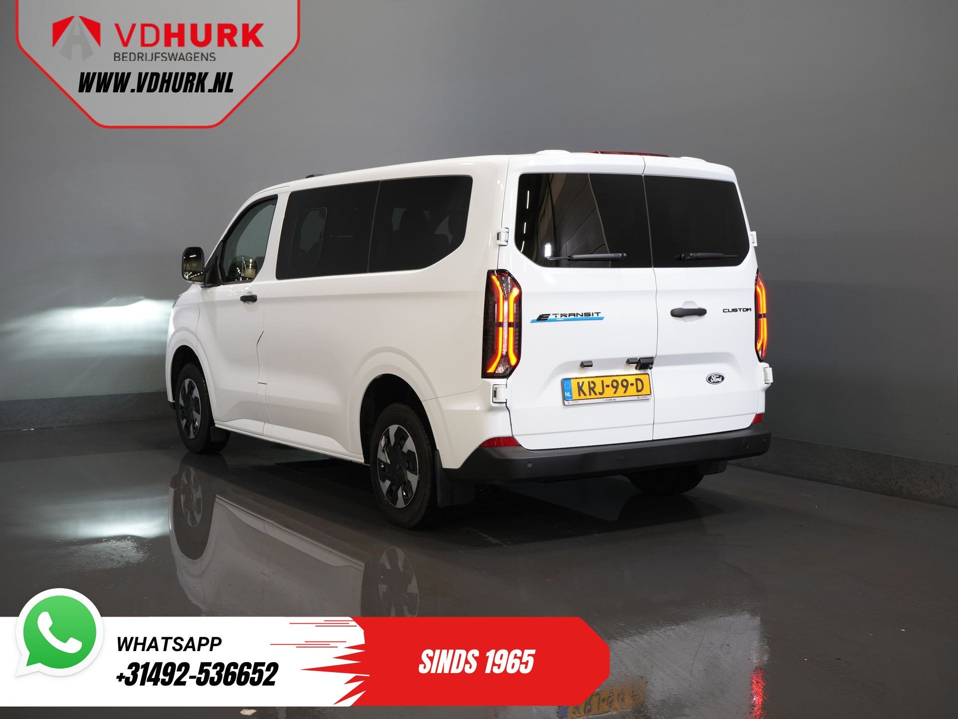 Ford E-Transit Custom Kombi Trend 71kWh 360 km WLTP (Excl. B, Automaat, Gebruikt, 2000 kg, Wit