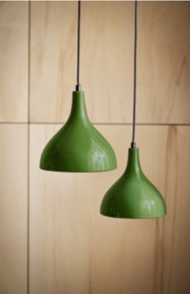 2x Karwei Liva hanglampen, groen keramiek, E27 fitting, Ophalen, Zo goed als nieuw, Keramiek, E27 (groot)