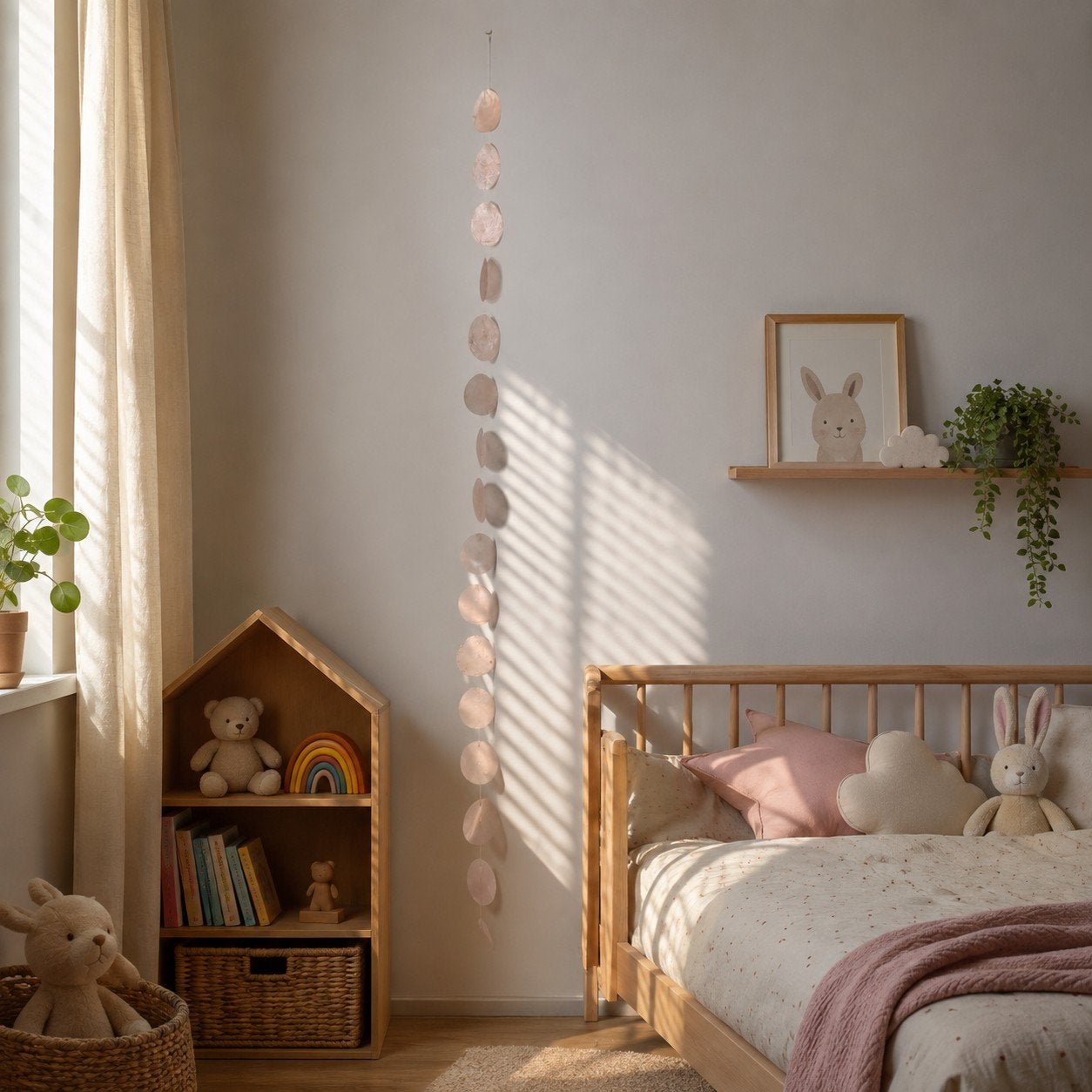Capiz Slinger 190 cm | Perzik | Ibiza Boho, Huis en Inrichting, Woonaccessoires | Overige, Boho, Nieuw, Ophalen of Verzenden, Natuurlijk materiaal