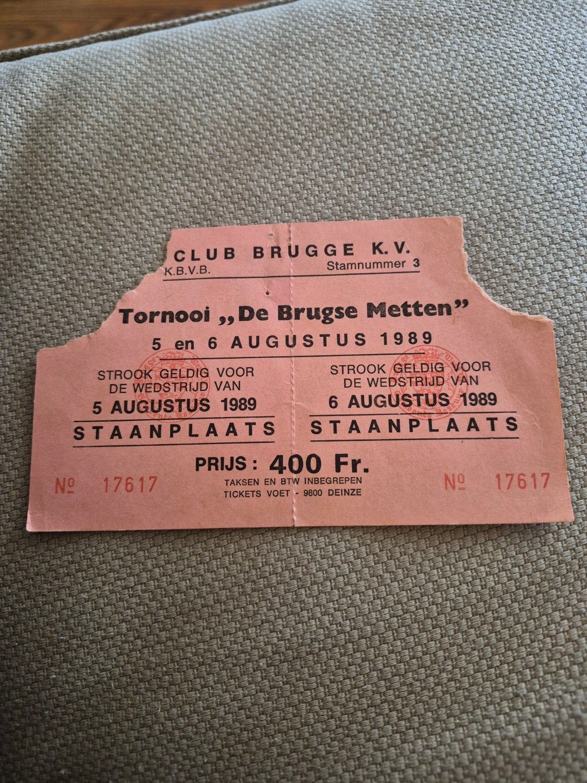 Ticket toernooi met o.a.Club Brugge - PSV, Verzamelen, Sportartikelen en Voetbal, Ophalen of Verzenden, Gebruikt, PSV, Overige typen