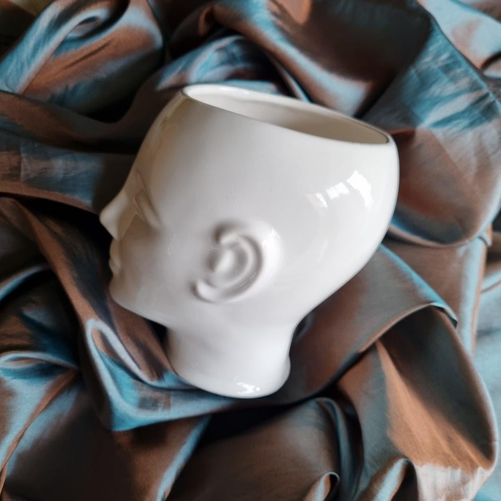 Bloempot hoofd - hoogte 14,5 cm - in prima staat!, Antiek en Kunst, Ophalen of Verzenden