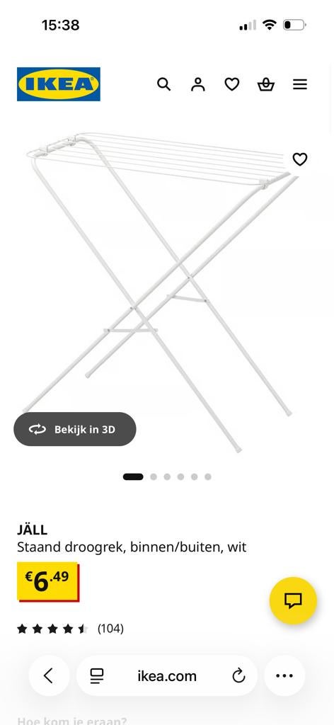 IKEA JÄLL Staand droogrek, binnen/buiten, wit, Ophalen, Zo goed als nieuw