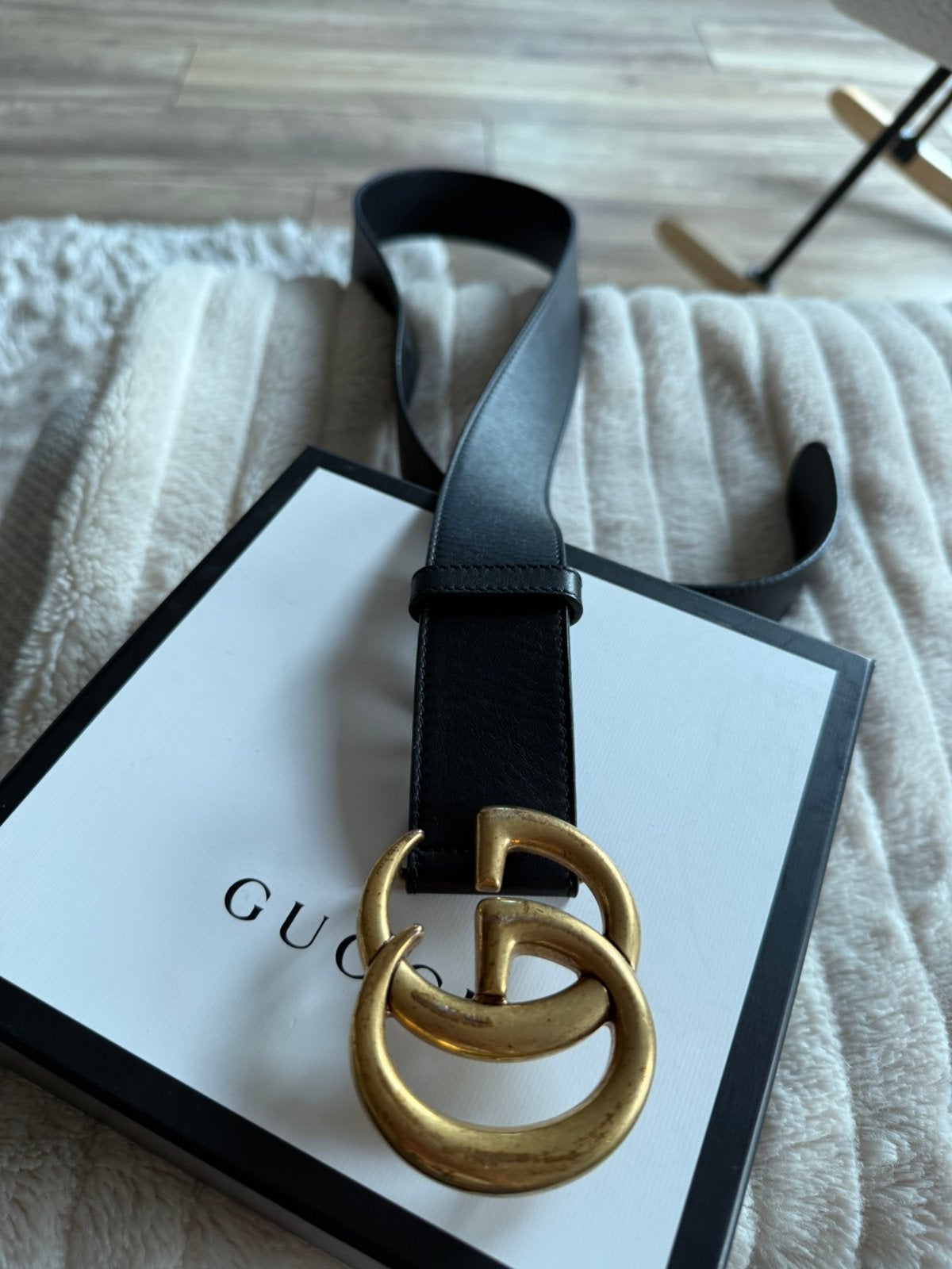 Gucci leren riem, 80 tot 90 cm, Zwart, Tailleriem, Ophalen of Verzenden