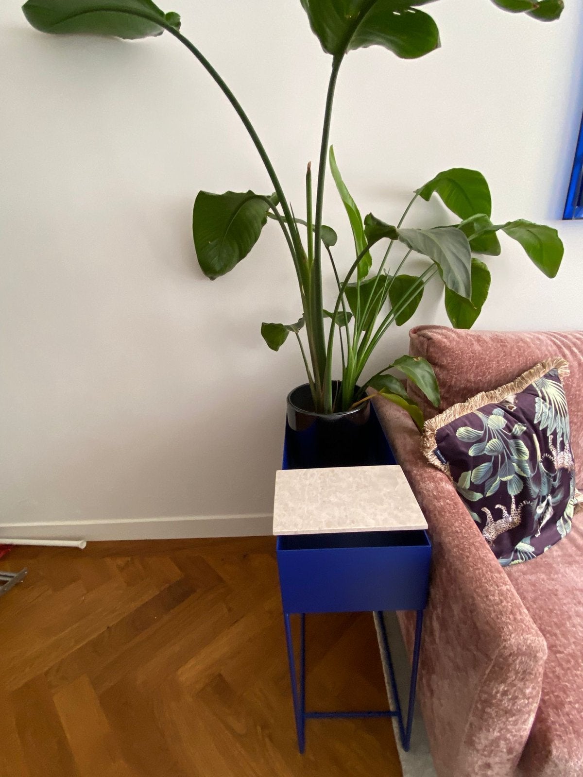 Ferm Living Plantenbox met Tray - Kobaltblauw, Ophalen, Zo goed als nieuw, Binnen, Metaal
