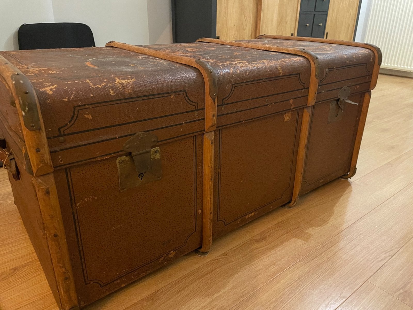 Antieke Reiskoffer / Opbergkist - Vintage Bruin, Ophalen