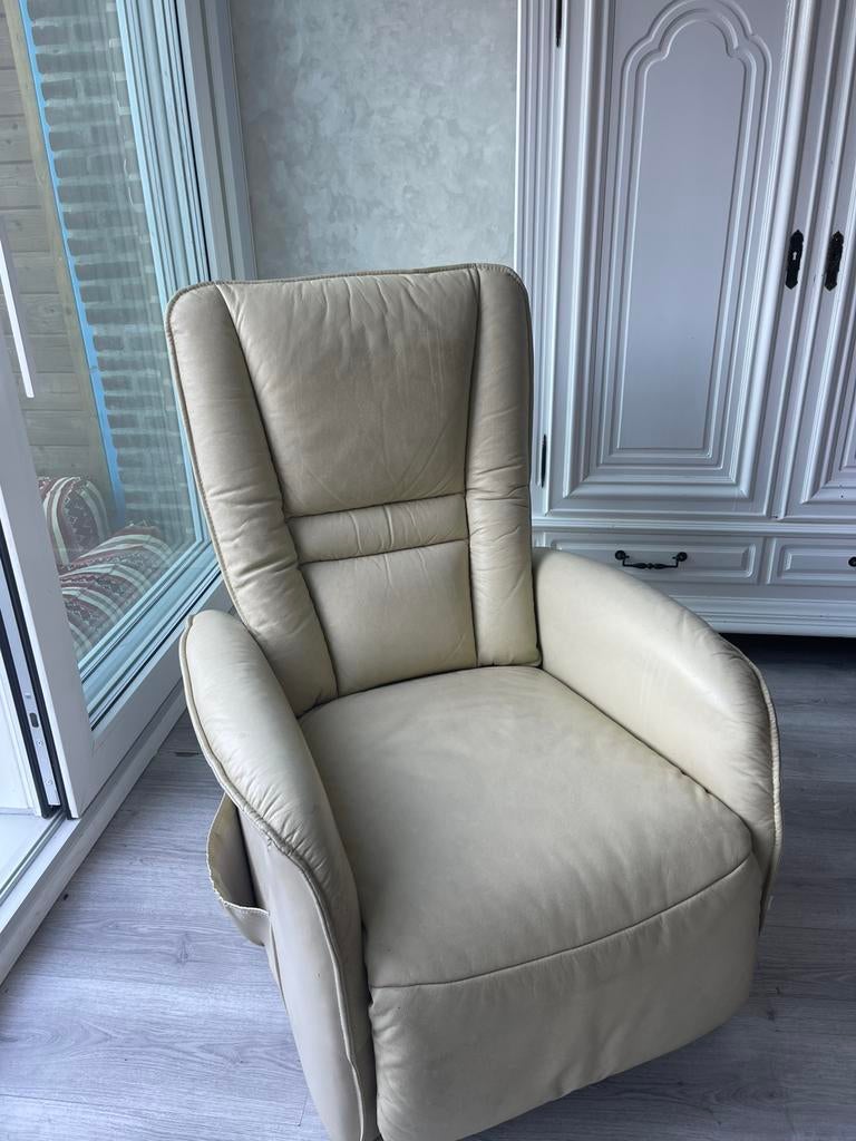 Leren relaxstoel/fauteuil-goede staat, Ophalen, Gebruikt, 50 tot 75 cm, Leer