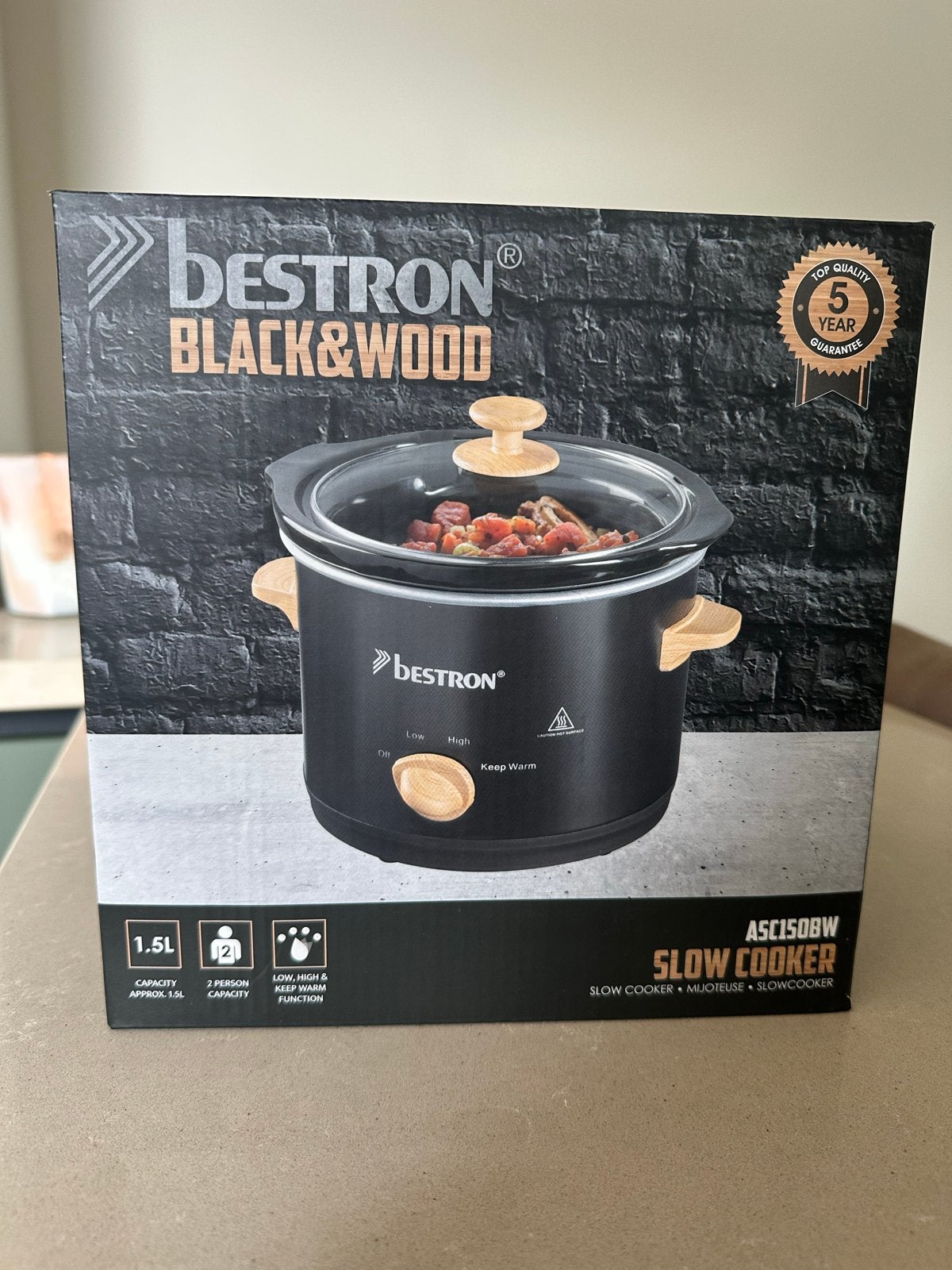Bestron Black&Wood Slowcooker 1.5L - Nieuw in doos, Ophalen, Nieuw