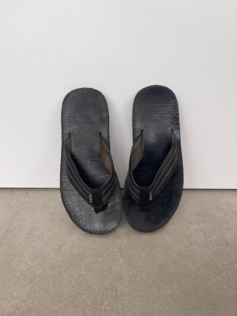 Reef Leren Slippers Maat 7, Ophalen, Gedragen, Zwart, Slippers
