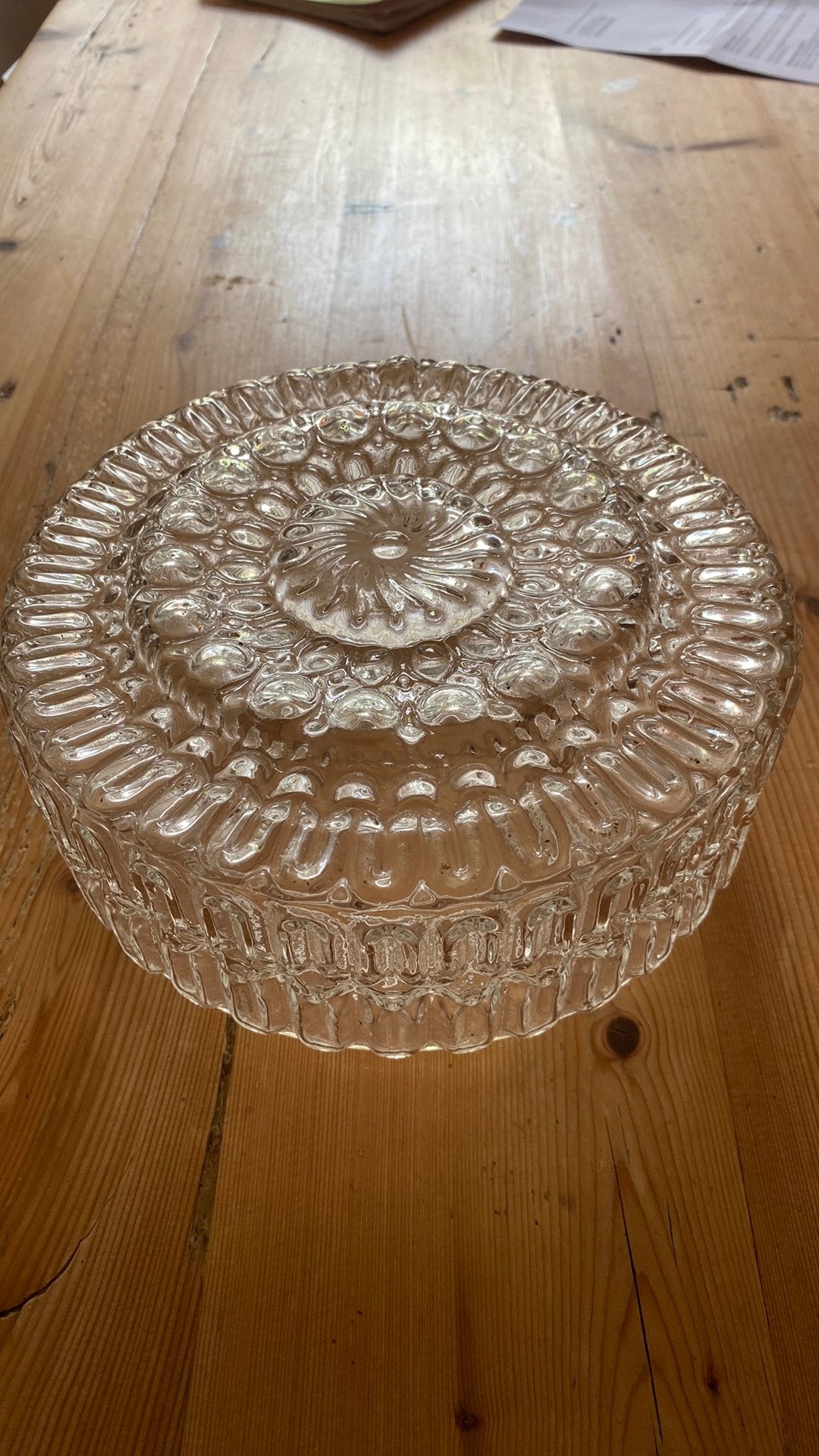 Vintage glazen plafonniêre, Ophalen of Verzenden, Zo goed als nieuw, Glas