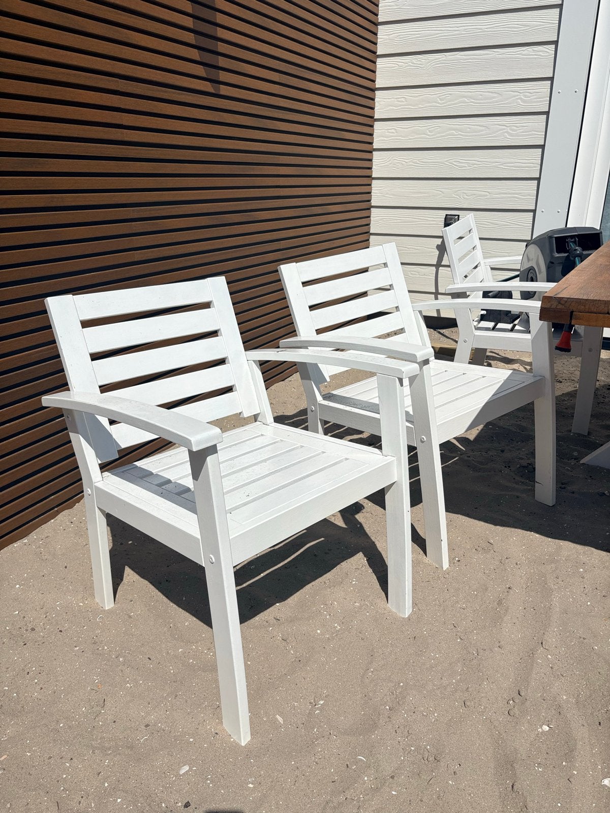 IKEA witte tuinstoelen met armleuningen, Tuin en Terras, Tuinstoelen, Gebruikt, Hout, Ophalen