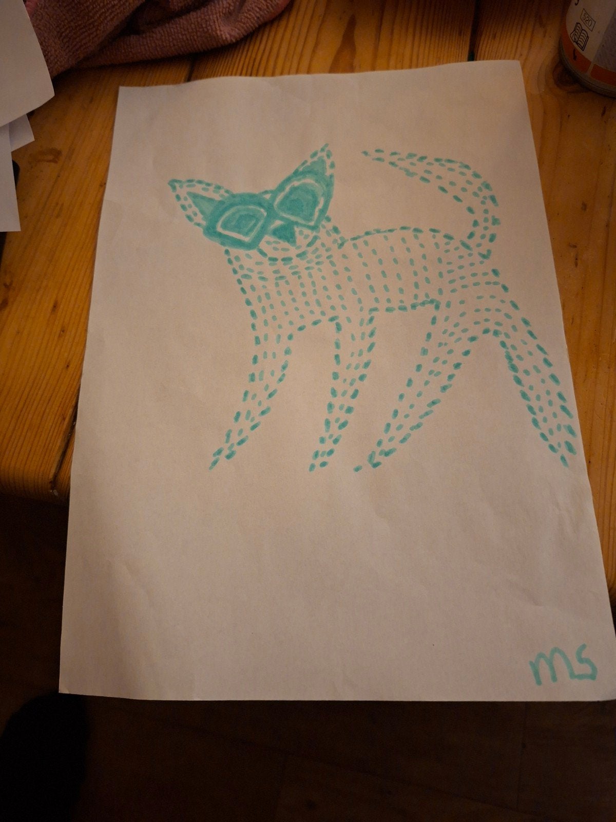 Originele tekening van een kat - gesigneerd, Antiek en Kunst, Ophalen of Verzenden, Tekening, Overige technieken, Gesigneerd