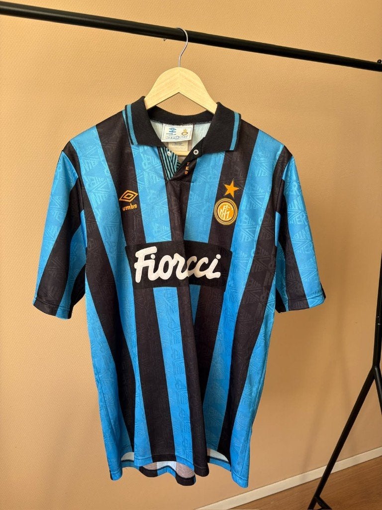 Inter Milan Thuisshirt 1992–1994 Umbro – Vintage – Maat L, Maat L, Ophalen of Verzenden, Zo goed als nieuw, Shirt