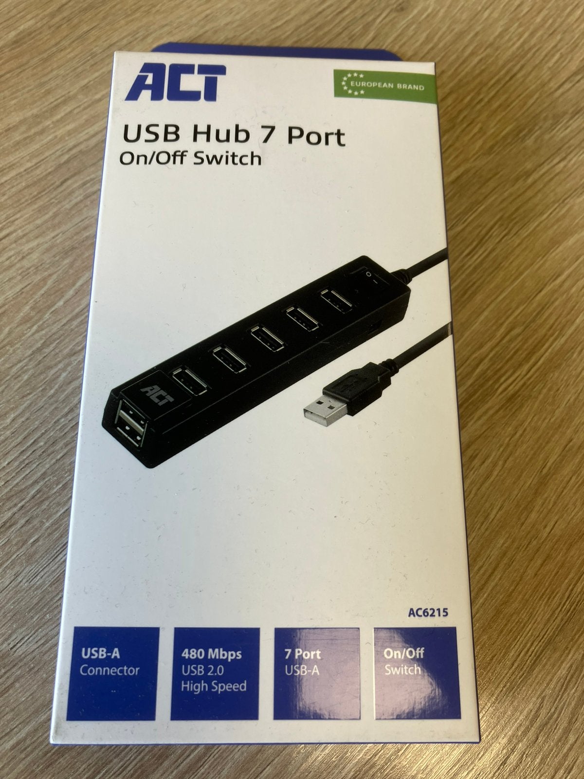 Nieuw!! ACT USB hub 7 poorts, aan/uit-schakelaar, Ophalen of Verzenden, Nieuw
