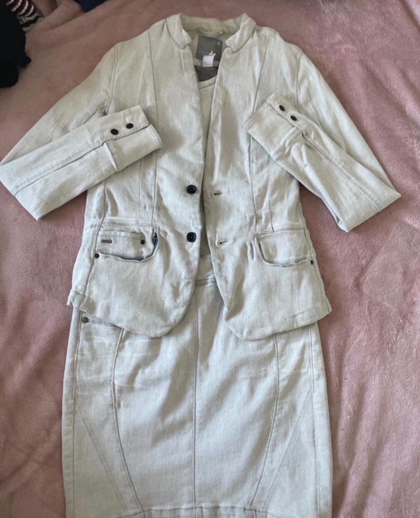 G-star women set, jurk + blazer. Maat M, grijs., Maat 38/40 (M), Verzenden, Zo goed als nieuw, Grijs