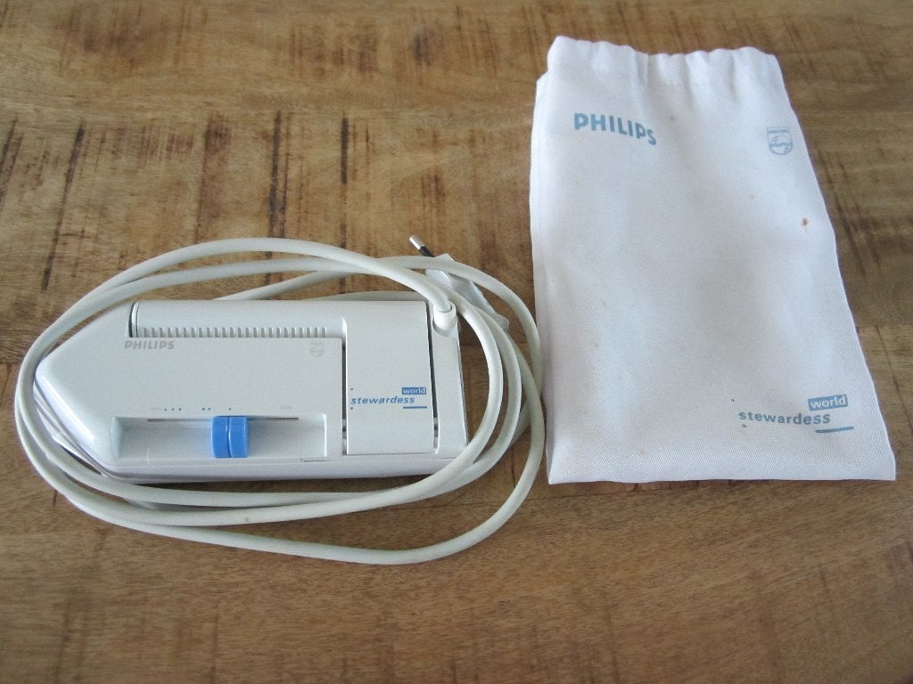 Philips reisstrijkijzer Stewardess met opberghoes, Ophalen of Verzenden, Gebruikt, Strijkijzer met snoer