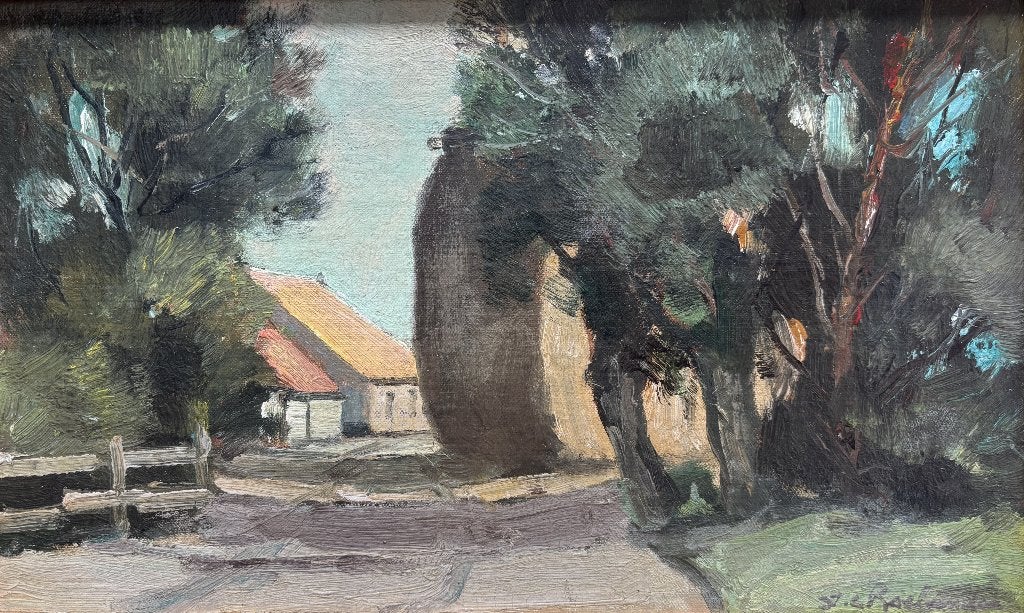 J.C. Roelandse (1888 - 1978) - Boerderij bij Leimuiden, Antiek en Kunst, Kunst | Schilderijen | Klassiek, Paneel, Nederlandse school