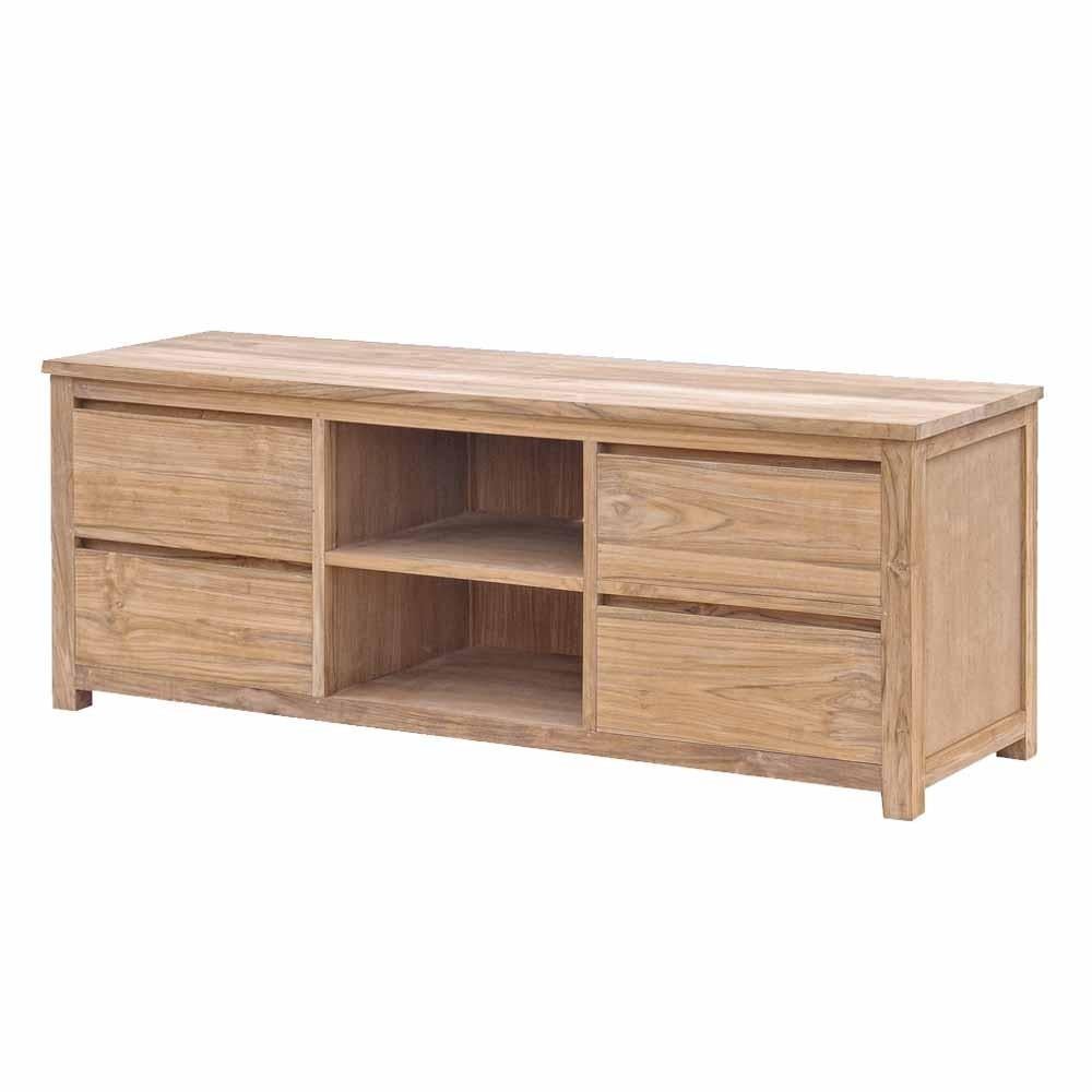 Strakke teak tv kast 160 cm, Verzenden, Nieuw, Hout