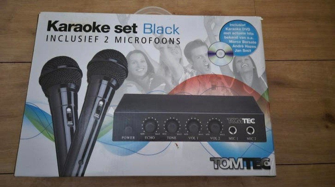Tomtec Karaoke set Black met 2 microfoons, Ophalen of Verzenden, Zo goed als nieuw, Complete set