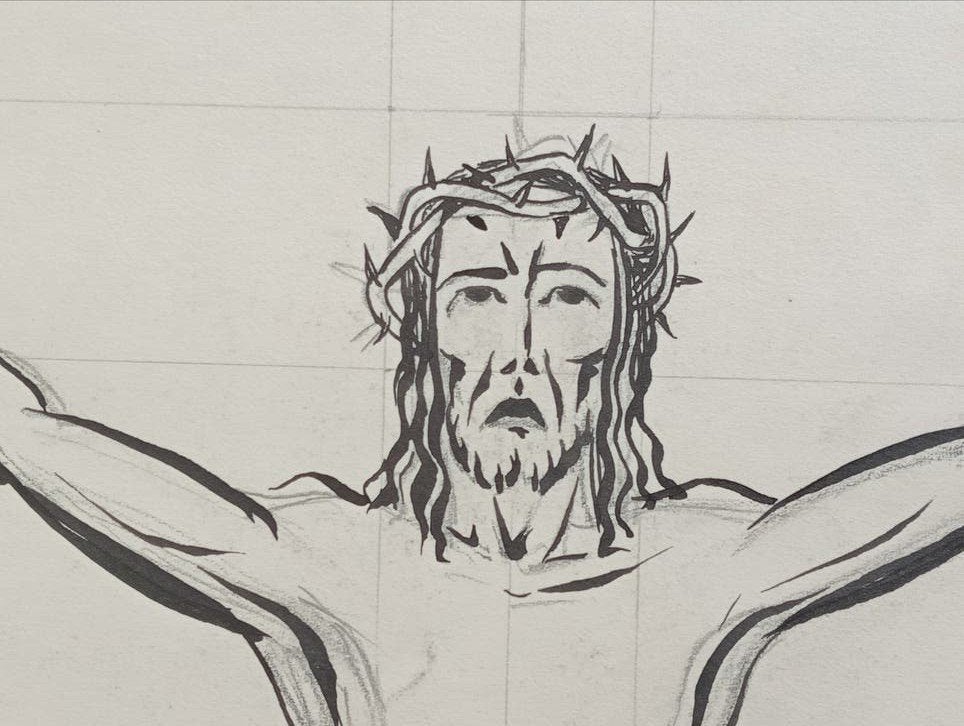 Tekening Jezus Christus Yeshua 20e eeuw, Antiek en Kunst, Ophalen of Verzenden