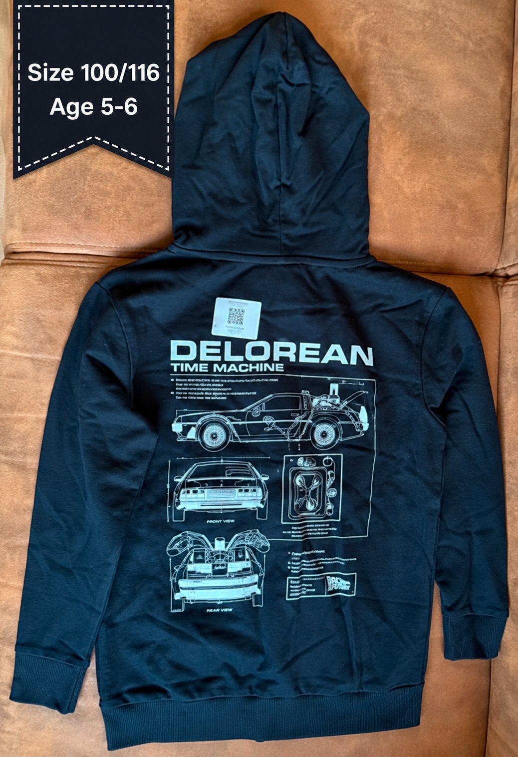 Back to the Future DeLorean hoodie vest 110/116 nieuw, Ophalen of Verzenden, Nieuw, Jongen of Meisje, Trui of Vest