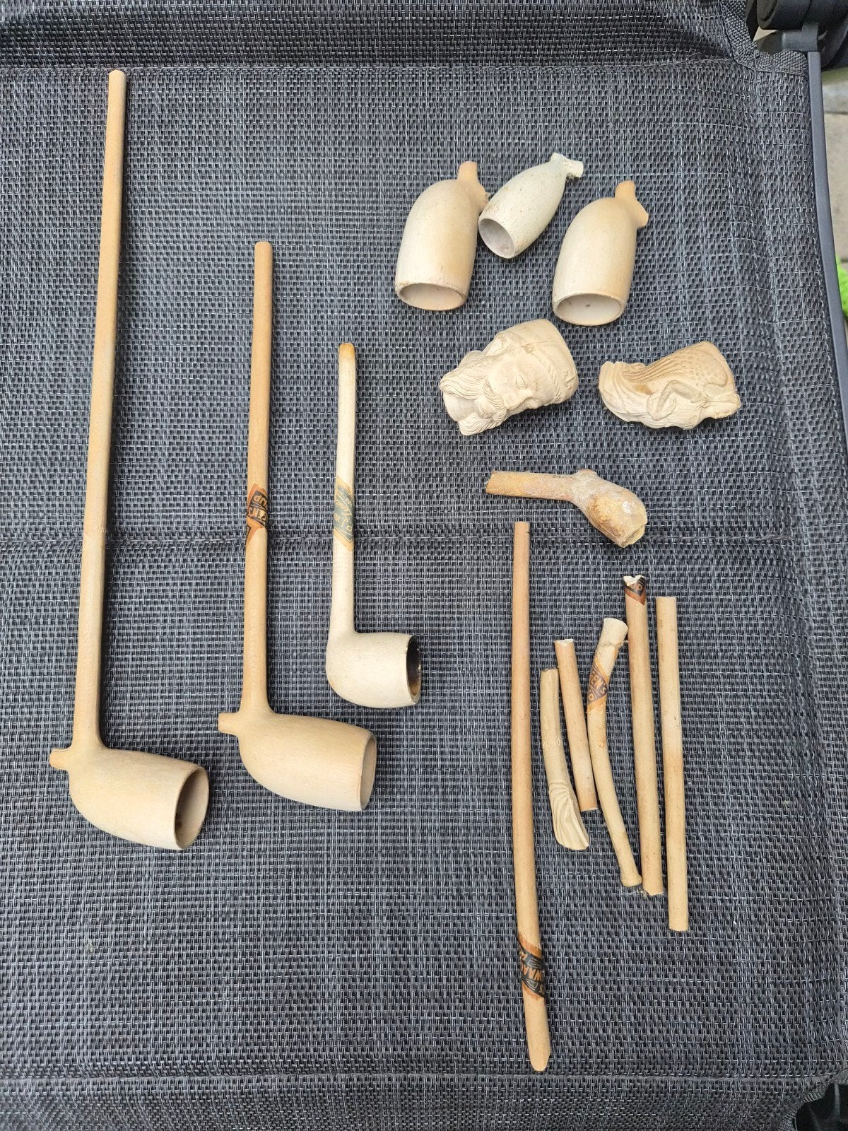 Set van 3 handgemaakte kleipijpen, Ophalen of Verzenden
