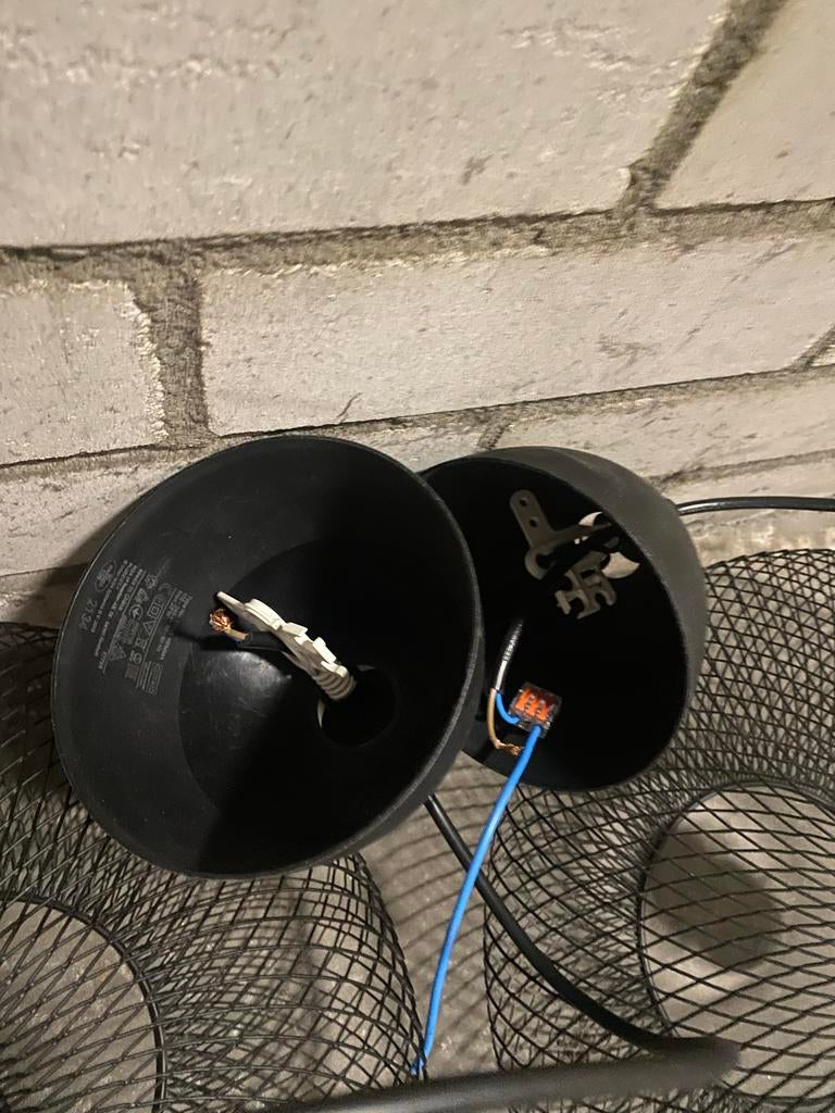 Set van 2 zwarte hangende tafellampen, Ophalen, Gebruikt, 50 tot 100 cm, Rond
