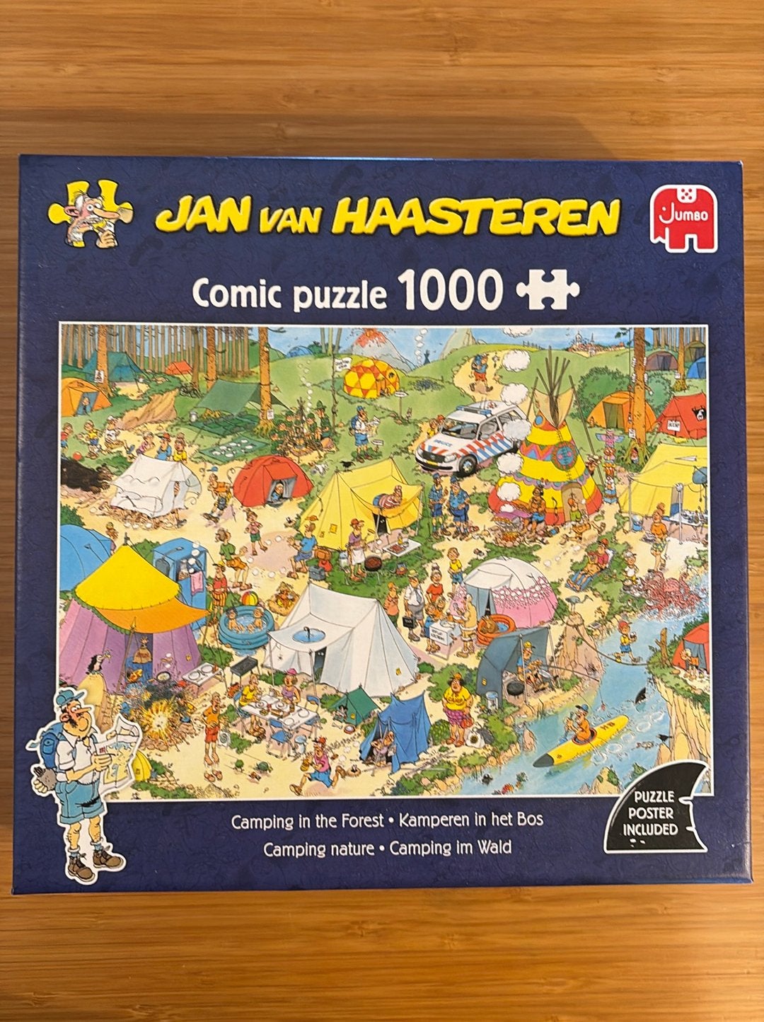 Jan van Haasteren 1000 stukjes, Kamperen in het bos., Ophalen of Verzenden, 500 t/m 1500 stukjes, Zo goed als nieuw, Legpuzzel