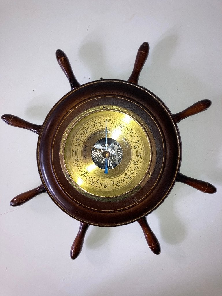 Vintage barometer; scheepsstuurwiel, Ophalen of Verzenden, Gebruikt