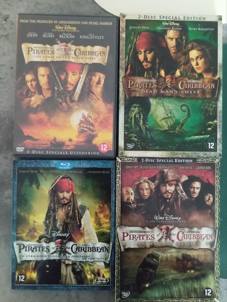 Pirates of the Caribbean DVD/Blu-ray Collectie (4 films), Vanaf 12 jaar, Ophalen of Verzenden, Gebruikt, Boxset