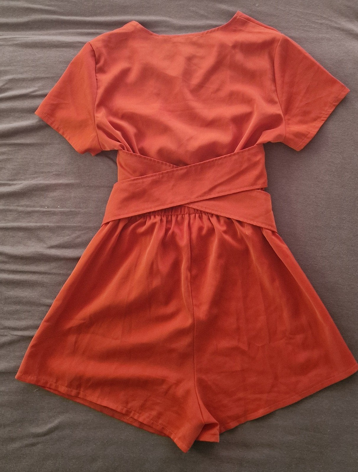 Oranje jumpsuit met korte mouwen en strikdetail, Shein, Ophalen of Verzenden, Zo goed als nieuw