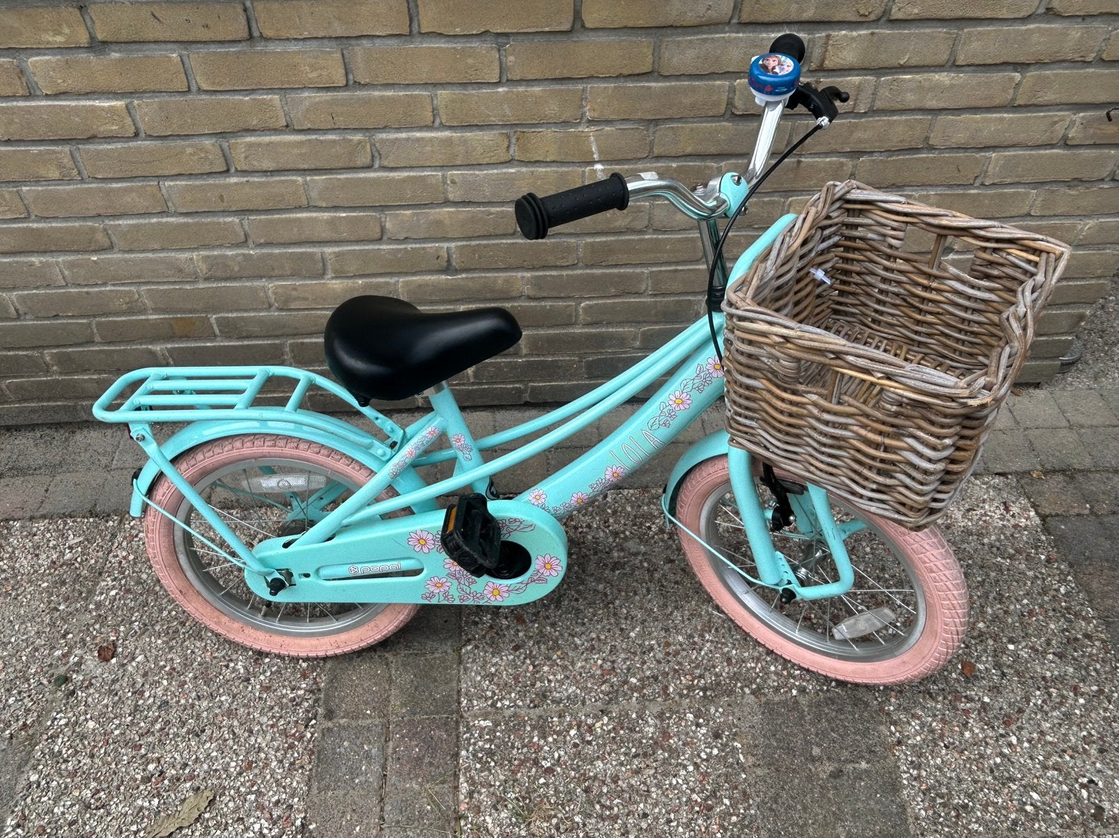 Lola kinderfiets 16 inch mintgroen roze accenten., Fietsen en Brommers, Fietsen | Kinderfietsjes, Gebruikt, 16 tot 20 inch, Zijwieltjes