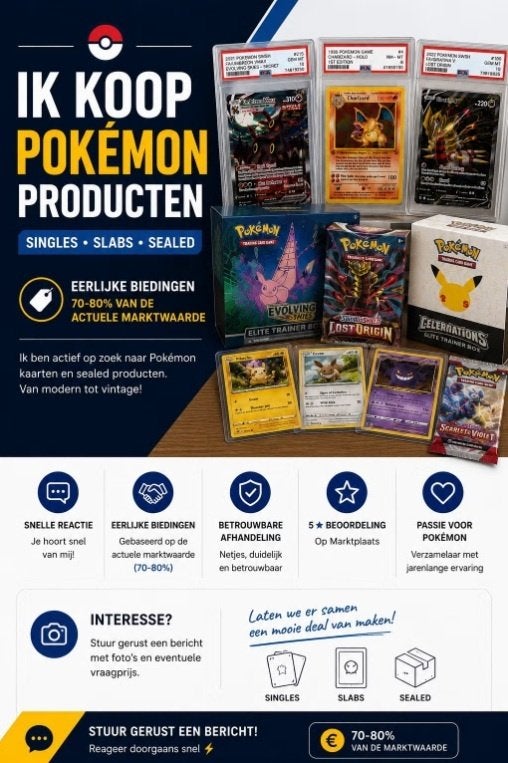 Inkoop Pokémon, singles, slabs, collecties!!, Ophalen, Nieuw, Overige typen