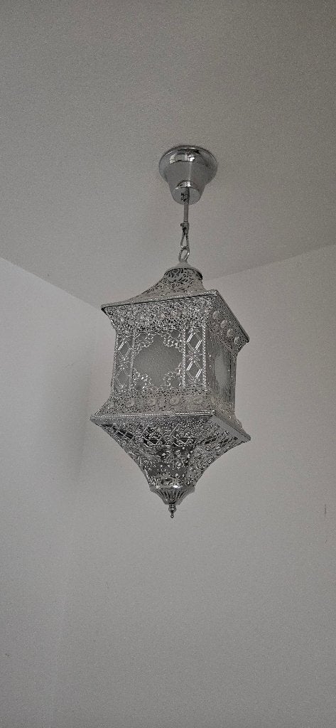 Plafondlamp (oosters zilver), Huis en Inrichting, Ophalen, Zilver, Zo goed als nieuw, Plafondlamp