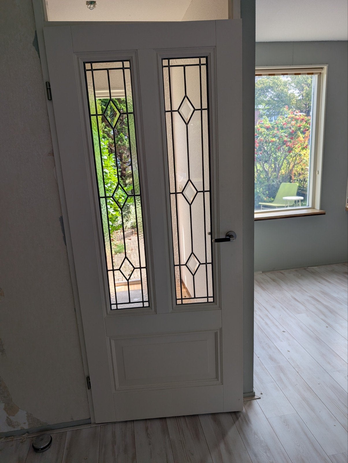 Opdekdeur met glas in lood, 83x2002 cm, Ophalen, Gebruikt, 80 tot 100 cm, Binnendeur