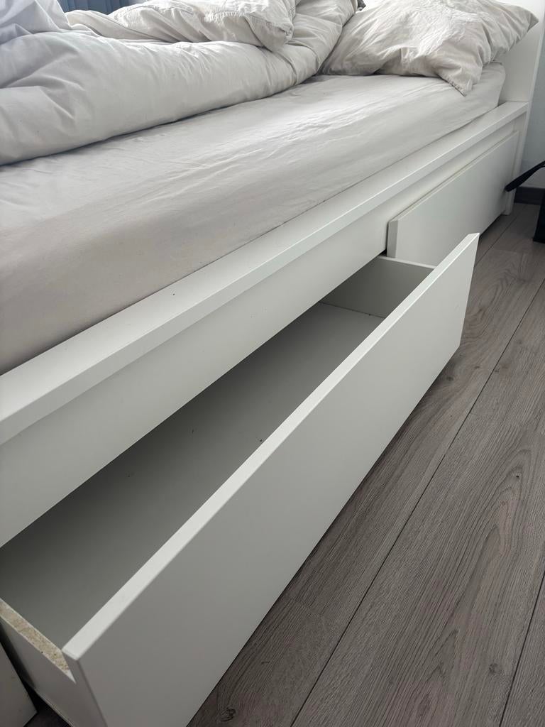 Ikea bed wit met lades, Ophalen, Gebruikt, Wit, Tweepersoons