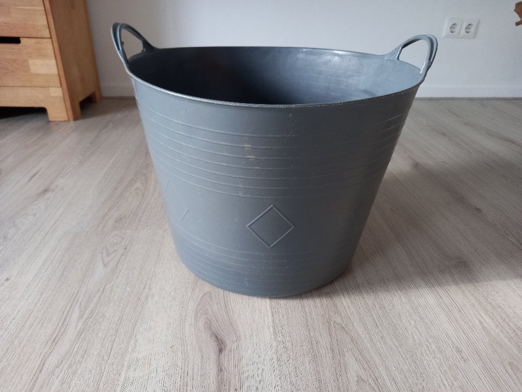 40 liter teil emmer wasmand bak mand met handvatten grijs, Ophalen, Gebruikt, Kunststof, Met handgreep